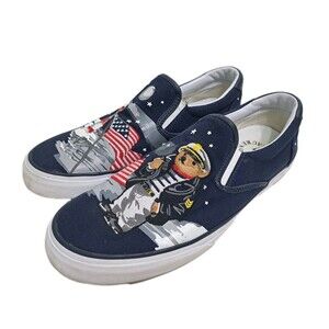 Polo Ralph Lauren Thompson P Men's 11 Bear Lighthouse Flag Slip On Canvas Shoes